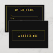 Elegant Gold Black Salon Beauty Gift Certificate (Voorkant / Achterkant)
