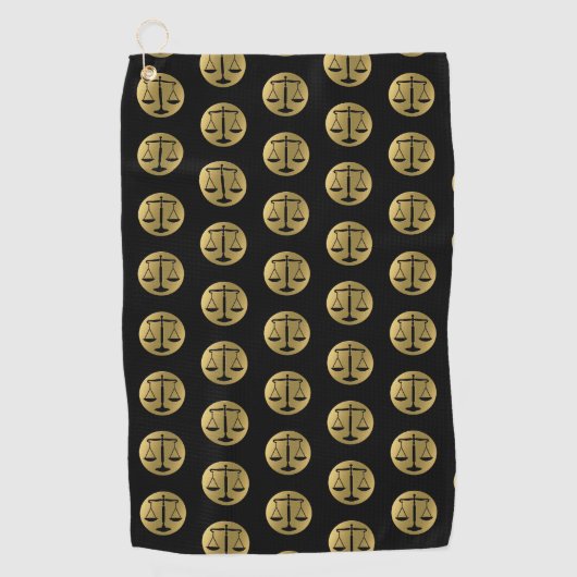 Elegant Gold Black Scales of Justice | Advocaat Golfhanddoek (Voorkant)