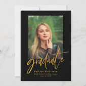 Elegant Gold Black Script 5 Photo Collage Afstudee Kaart (Voorkant)