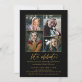 Elegant Gold Black Script 5 Photo Collage Afstudee Kaart (Achterkant)