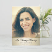 Elegant Gold Black Script Foto begrafenis Kaart (Staand voorkant)