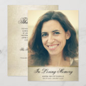 Elegant Gold Black Script Foto begrafenis Kaart (Voorkant / Achterkant)