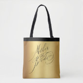 Elegant Gold Black Script Moeder van de Bride Tote Bag (Voorkant)