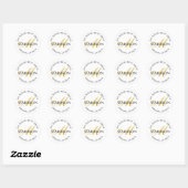 Elegant Gold Black Script Monogram Return Address Ronde Sticker (Vel)