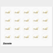 Elegant Gold Black Script Monogram Ronde Sticker (Vel)