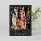 Elegant Gold Black Script Overlay Photo Afstuderen Folie Uitnodiging (Staand Voorkant)