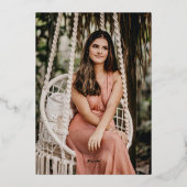 Elegant Gold Black Script Overlay Photo Afstuderen Folie Uitnodiging (Achterkant)