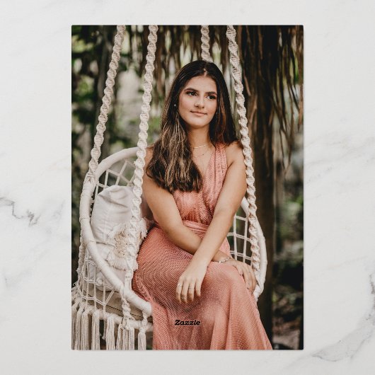 Elegant Gold Black Script Overlay Photo Afstuderen Folie Uitnodiging (Achterkant)