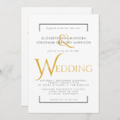 Elegant Gold & Black Scripting Religious Wedding Kaart (Voorkant / Achterkant)