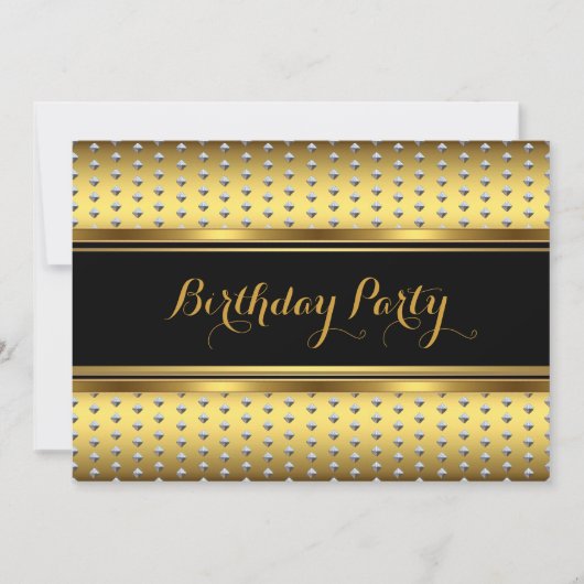 Elegant Gold Black Silver Studs Birthday Party Kaart (Voorkant)
