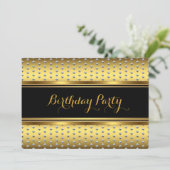 Elegant Gold Black Silver Studs Birthday Party Kaart (Staand voorkant)