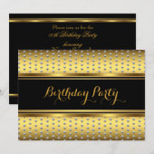 Elegant Gold Black Silver Studs Birthday Party Kaart (Voorkant / Achterkant)