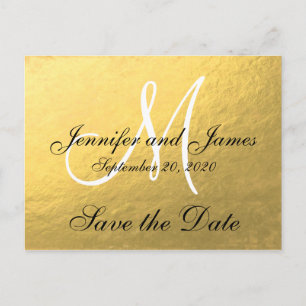 Elegant Gold Black Sla de datum op Aankondigingskaart