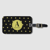 Elegant Gold & Black Star Pattern Monogram Bagagelabel (Voorkant (horizontaal))