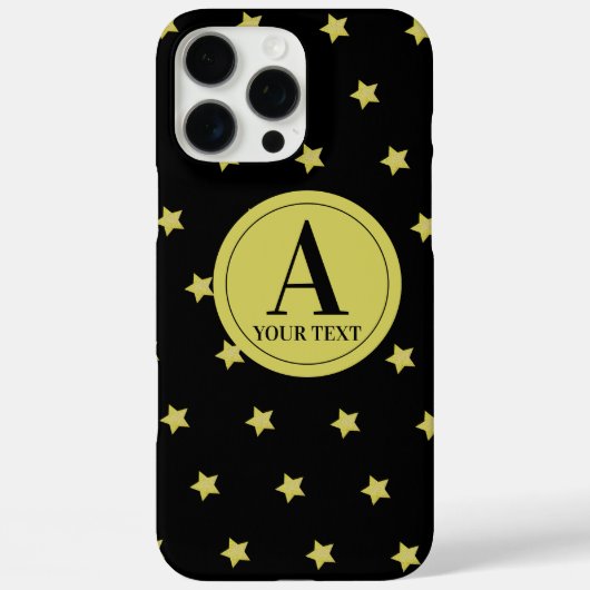 Elegant Gold & Black Star Pattern Monogram Case-Mate iPhone Case (Achterkant)