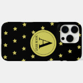 Elegant Gold & Black Star Pattern Monogram Case-Mate iPhone Case (Achterkant (horizontaal))