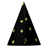 Elegant Gold & Black Star Pattern Monogram Feesthoedjes (Achterkant)