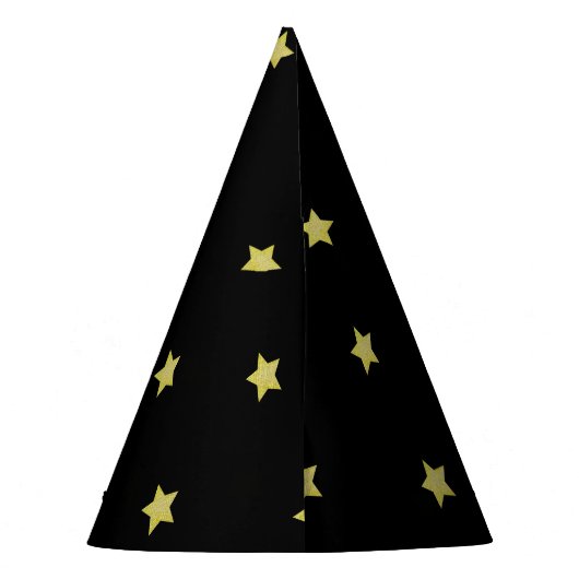 Elegant Gold & Black Star Pattern Monogram Feesthoedjes (Achterkant)