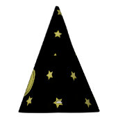 Elegant Gold & Black Star Pattern Monogram Feesthoedjes (Rechts)