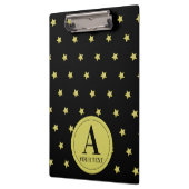 Elegant Gold & Black Star Pattern Monogram Klembord (Links)