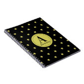 Elegant Gold & Black Star Pattern Monogram Notitieboek (Rechterzijde)