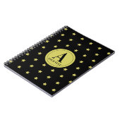 Elegant Gold & Black Star Pattern Monogram Notitieboek (Linkerzijde)