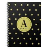 Elegant Gold & Black Star Pattern Monogram Notitieboek (Voorkant)