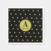 Elegant Gold & Black Star Pattern Monogram Servet (Voorkant)