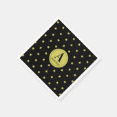 Elegant Gold & Black Star Pattern Monogram Servet (Hoek)