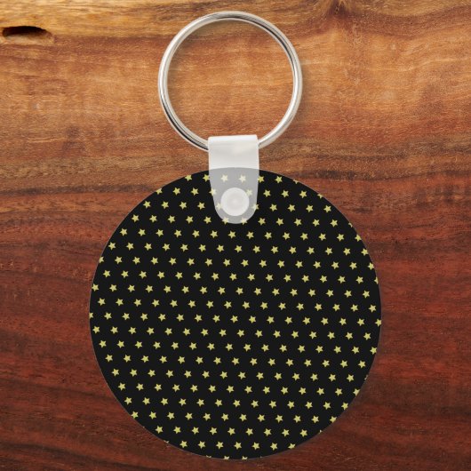 Elegant Gold & Black Star Pattern Monogram Sleutelhanger (Achterkant)