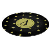 Elegant Gold & Black Star Pattern Monogram Snijplank (Hoek)