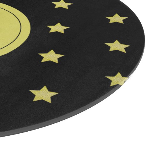 Elegant Gold & Black Star Pattern Monogram Snijplank (Hoek)