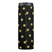 Elegant Gold & Black Star Pattern Monogram Thermosbeker (Achterkant)