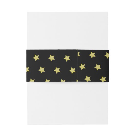 Elegant Gold & Black Star Pattern Monogram Uitnodigingen Wikkel (Achterkant Voorbeeld)