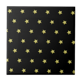 Elegant Gold & Black Star Pattern  Tegeltje