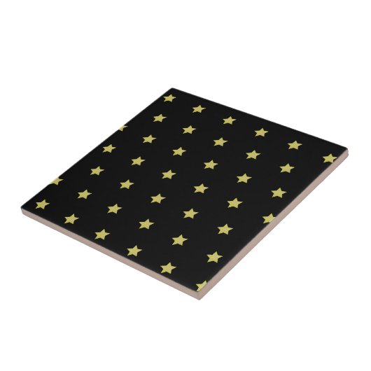 Elegant Gold & Black Star Pattern  Tegeltje (Zijkant)