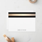 Elegant Gold Black Stripe Notitiekaartje (Voorkant / Achterkant in situ)