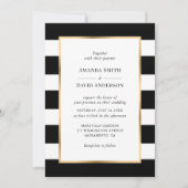 Elegant Gold Black Stripe Wedding Kaart (Voorkant)