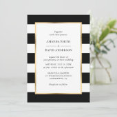 Elegant Gold Black Stripe Wedding Kaart (Staand voorkant)