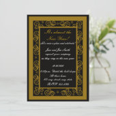 Elegant Gold & Black Swirl - Uitnodiging nieuwjaar (Staand voorkant)