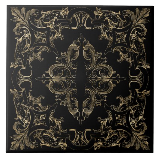 Elegant Gold Black Tegeltje (Voorkant)