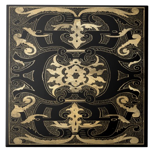 Elegant Gold Black Tegeltje (Voorkant)