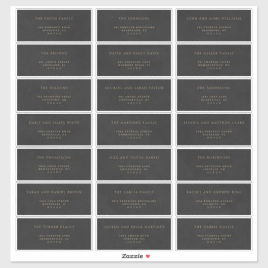 Elegant Gold & Black Velvet Gast Adresetiketten Sticker (Vel)