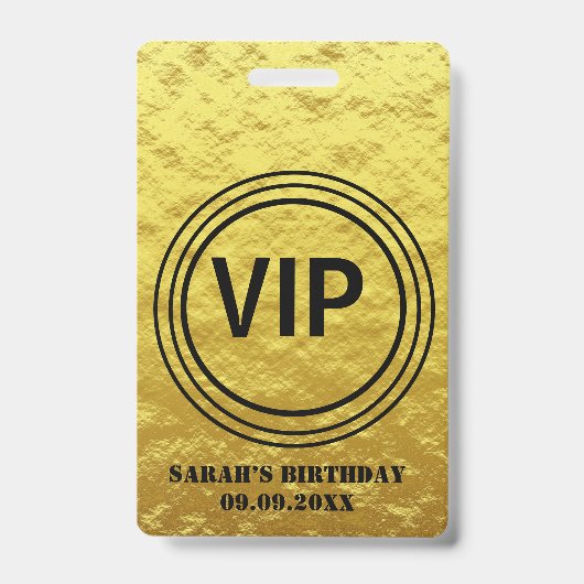 Elegant Gold Black VIP All Access Birthday Badge (Voorkant)