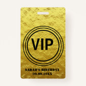 Elegant Gold Black VIP All Access Birthday Badge (Voorkant)
