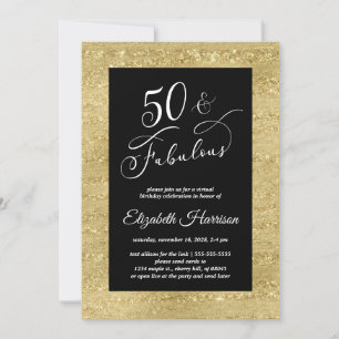 Elegant Gold Black Virtual 50th Birthday Party Kaart