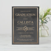 Elegant Gold Black Waterverf Lijst Afstuderen Kaart (Staand voorkant)