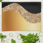 Elegant Gold Black Wave Theedoek (Gevouwen)