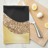 Elegant Gold Black Wave Theedoek (Quarter Fold)