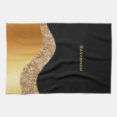 Elegant Gold Black Wave Theedoek (Horizontaal)